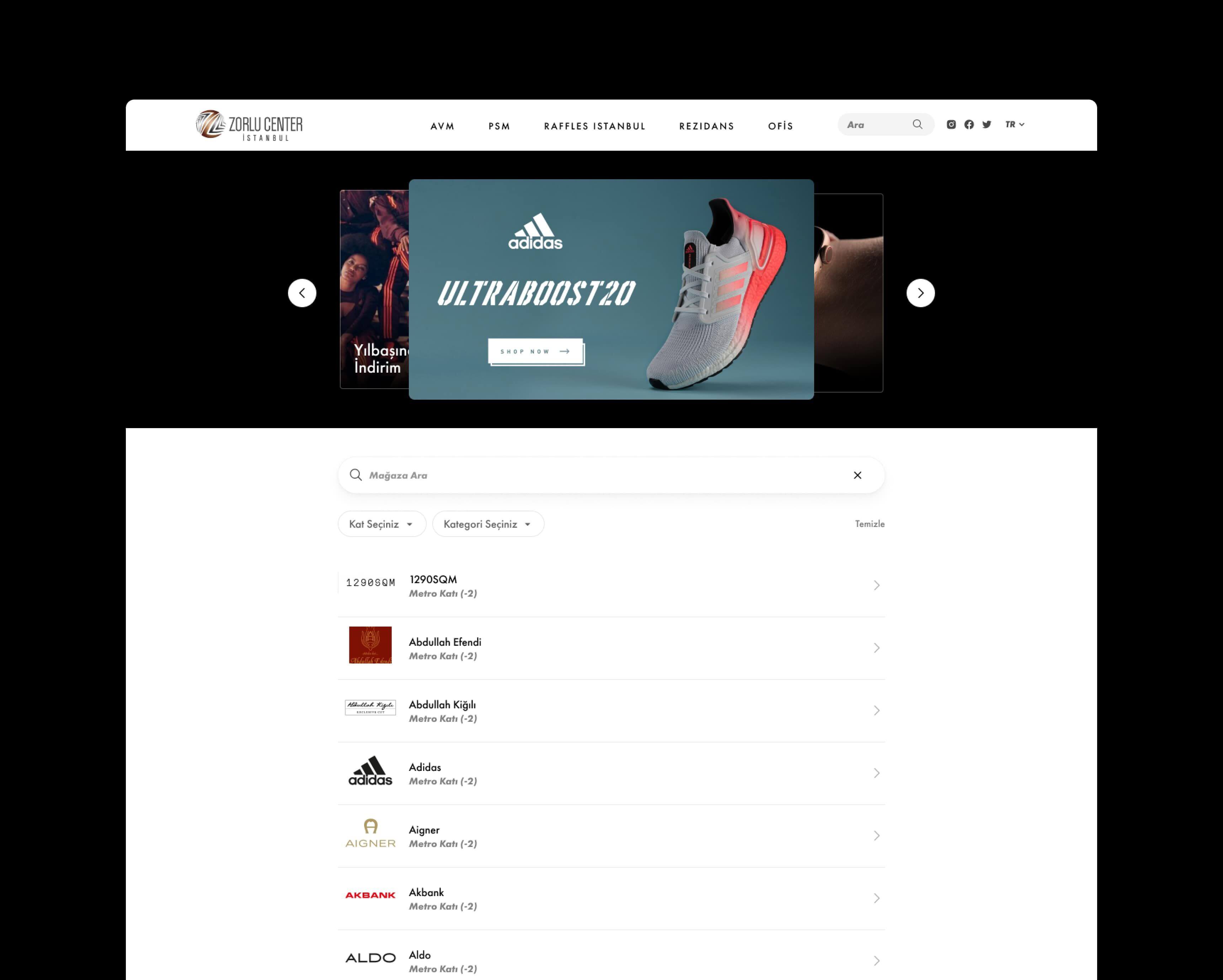 Zorlu Center website user experience and interface design screen - 3