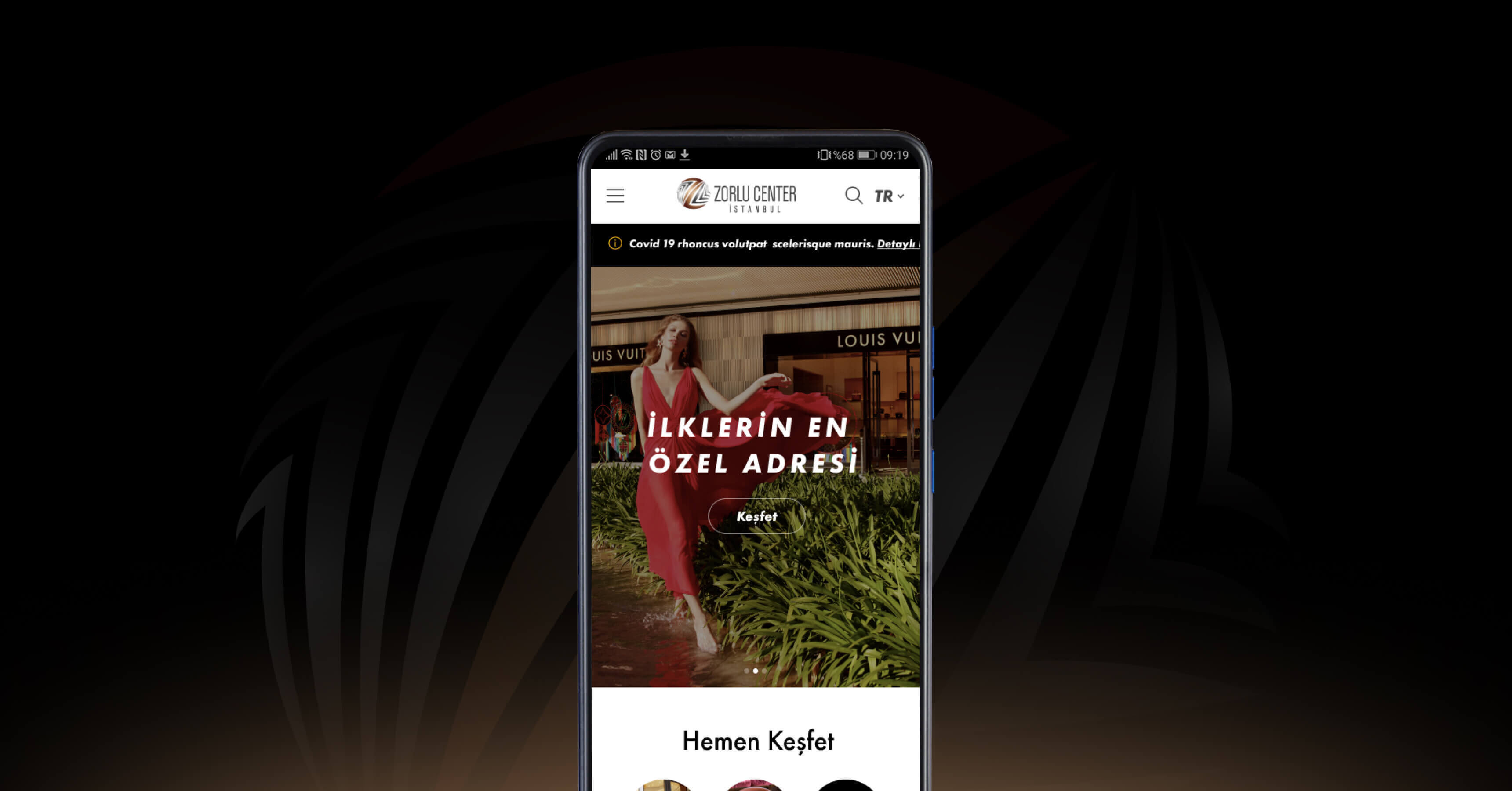 Zorlu Center web design and software development project promotional banner
