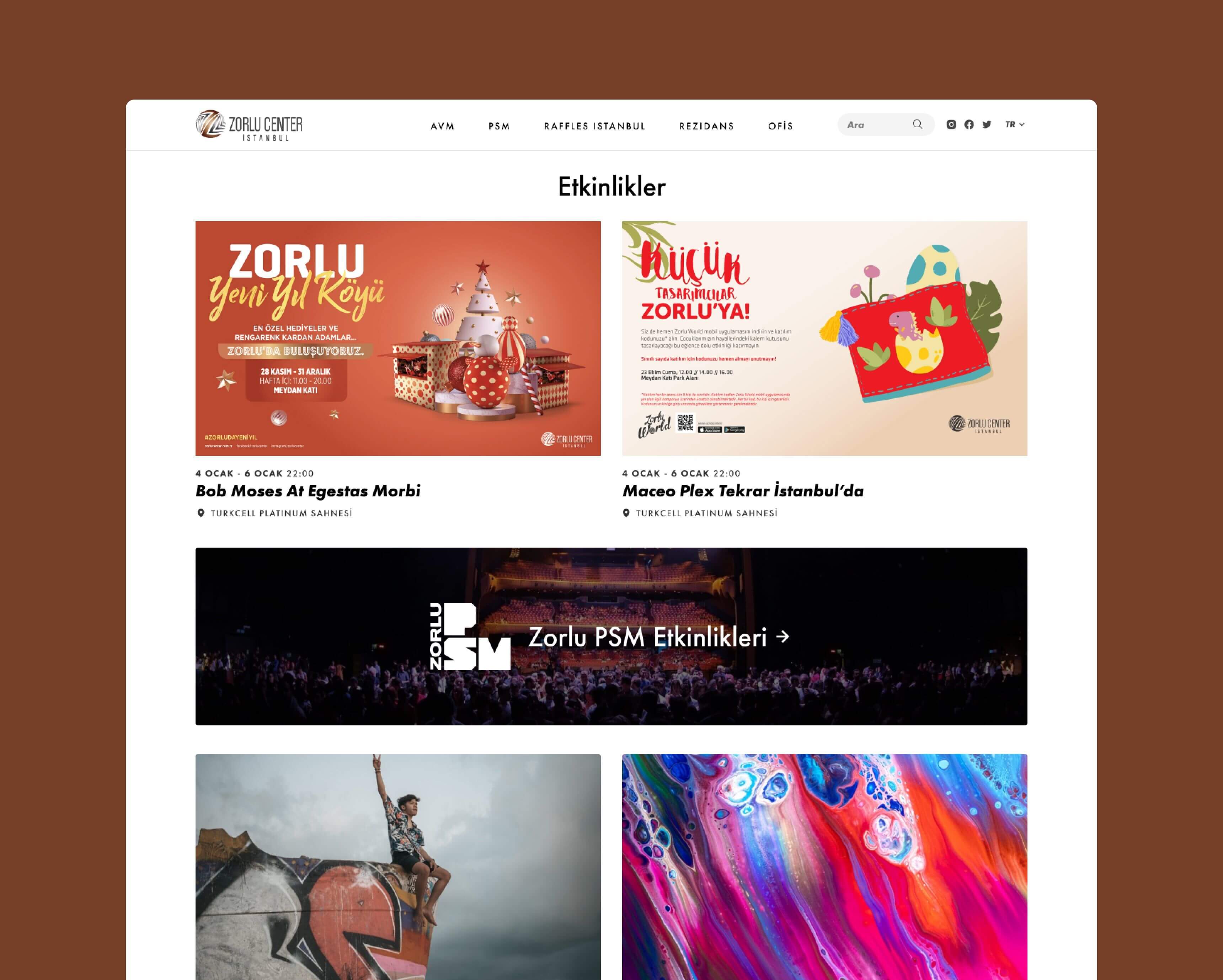 Zorlu Center website user experience and interface design screen - 2