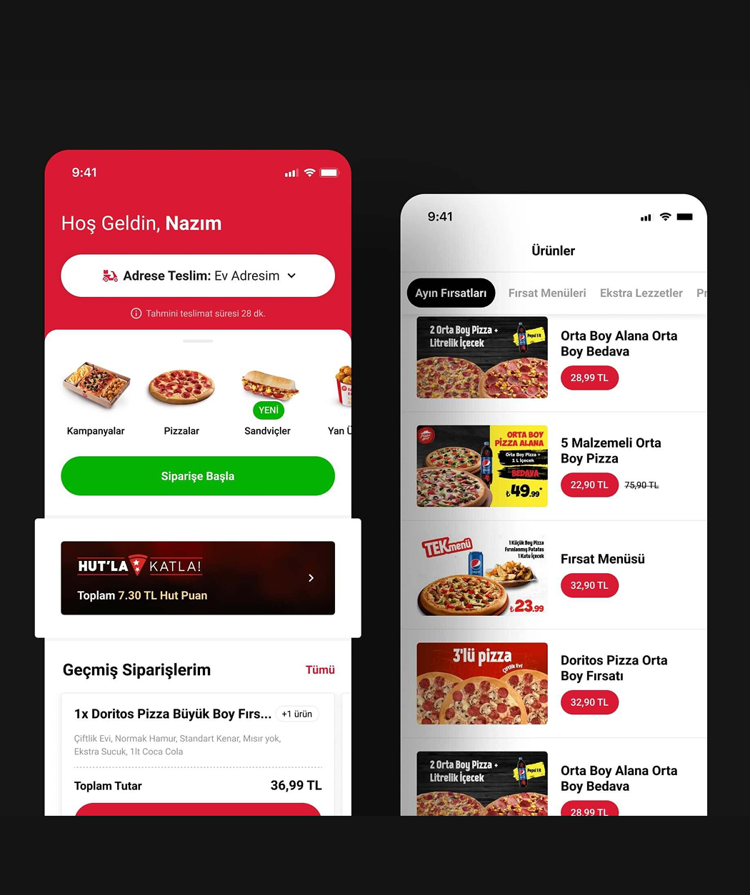 Pizza Hut Mobil Uygulama project mobile application interface view