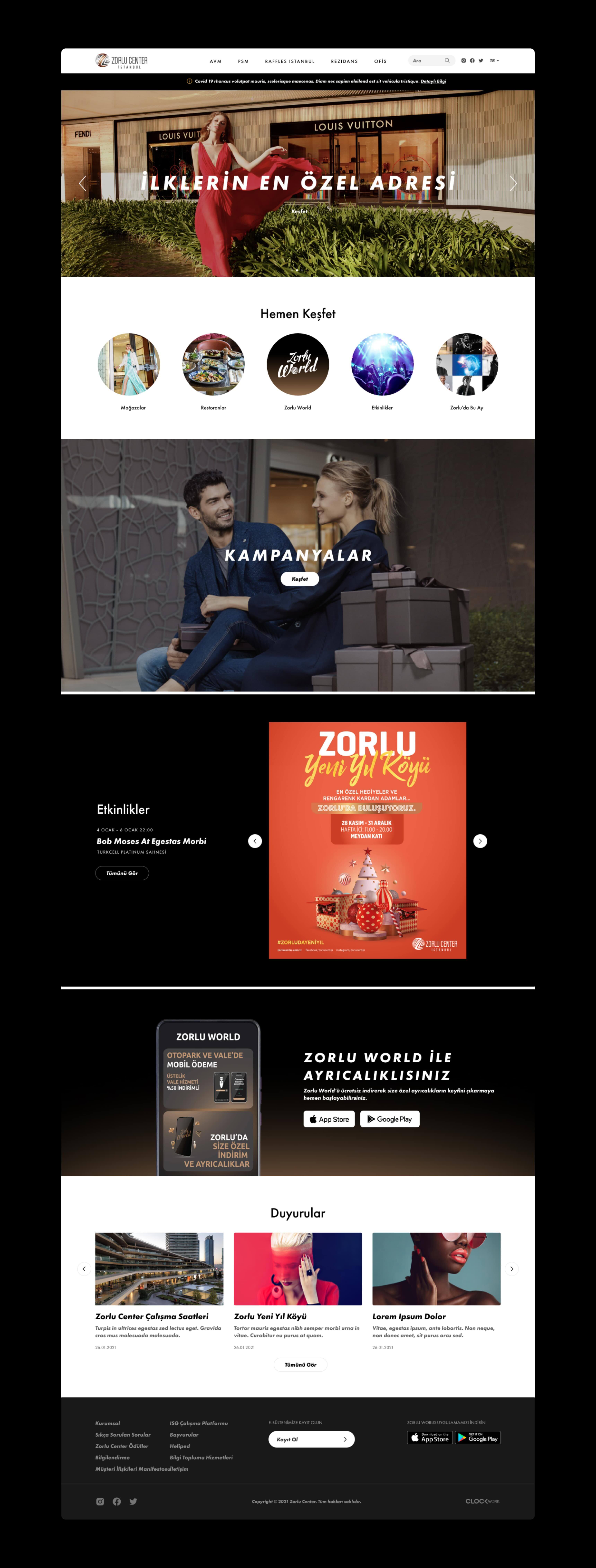 Zorlu Center website user experience and interface design screen - 1